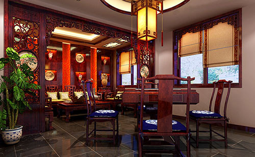 齐河古典中式风格茶楼包间设计装修效果图